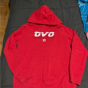 OVO Red Crewneck Hoodie with White Logo